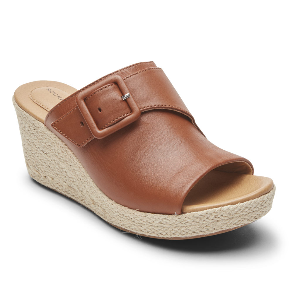 Rockport Slides For Womens Brown - Lyla Buckle - AW9586127